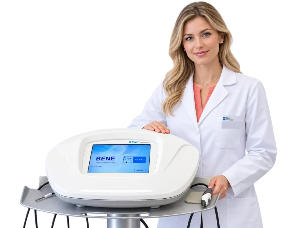 Medizinprodukt BENE Mod 110 auf Basis der REAC-Technologie, mit Sanitärbediener in weißer Beschichtung